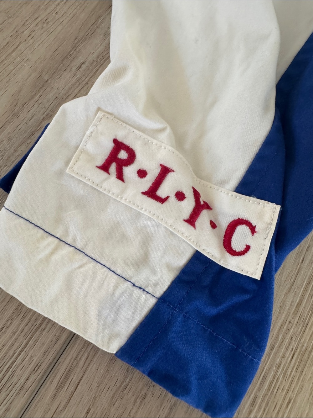 Vintage 90s Ralph Lauren Yacht Club RLYC Fireman Clasp Jacket Blue White size L - Picture 7 of 10